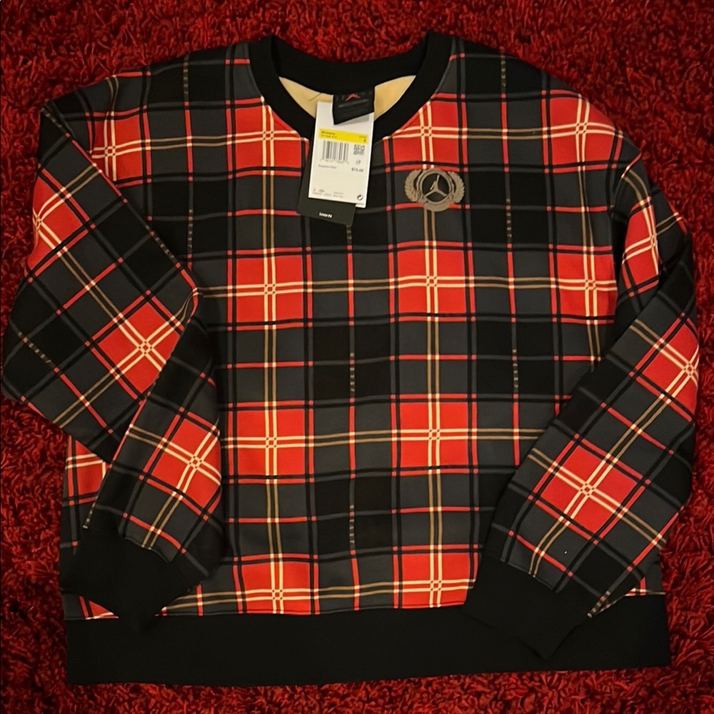 Nike Jordan Ladies Red and Black Plaid Sweatshirt